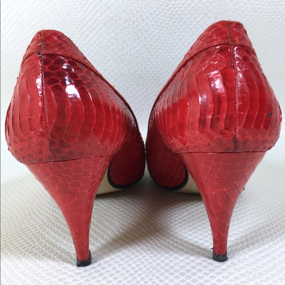 80s Vintage Womens Red Cobra Snake Skin Heels 7 - Picture 5 of 8